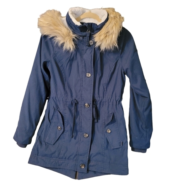 Hollister navy blue coat with sherpa lining- S - Picture 1 of 14